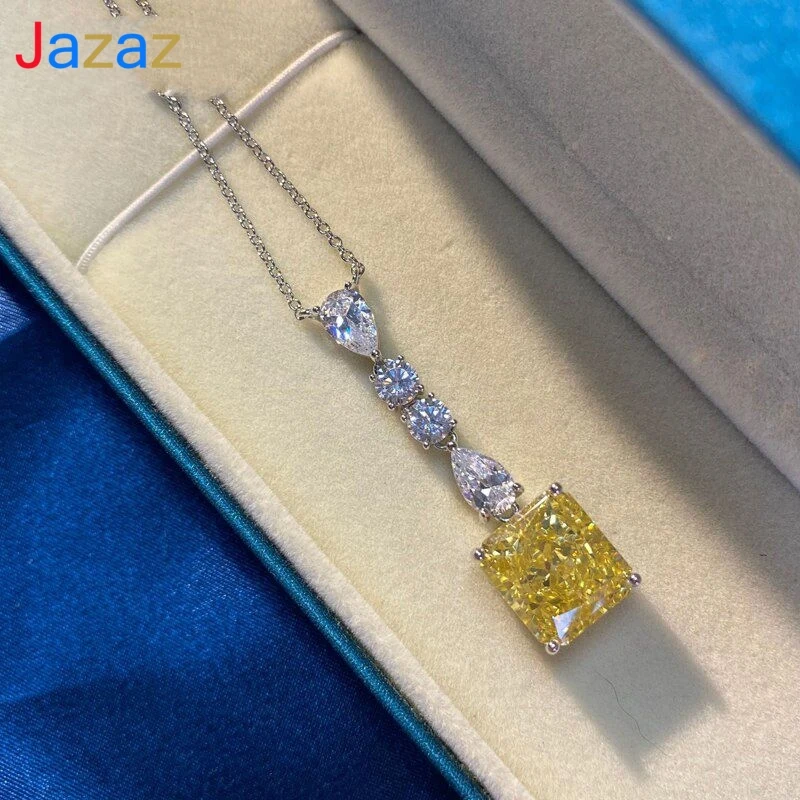 

Jazaz Fine 100% 925 Sterling Silver Sparkling Topaz High Carbon Diamond Pendant Necklace Wedding Party Bridal Wholesale B1092