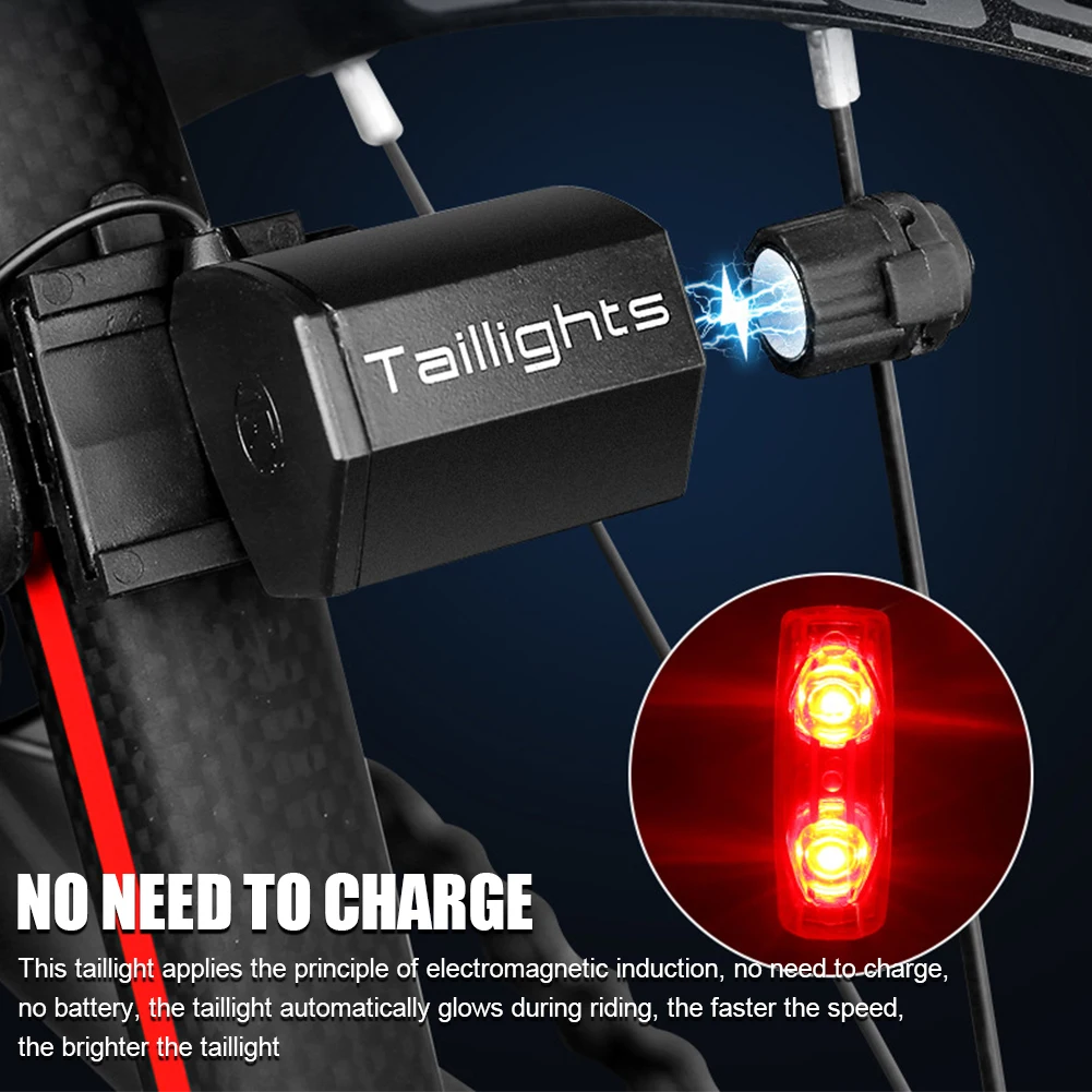 Induction Bike Taillights Magnetic Lights Cycling Warning Lamp MTB Bicycle Power Generate Taillight New Hot | Спорт и развлечения