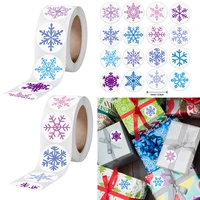 2 5cm color snowflake merry christomas sticker 500pcsroll gift envelope sealing label decoration stationery sticker