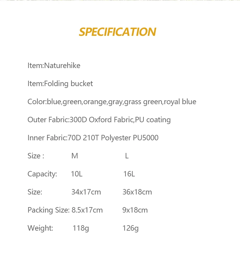 NatureHike NH18L010-P складной умывальник ведро умывальник Кемпинг воды горшок мешок контейнер для автомобиля Рыбалка