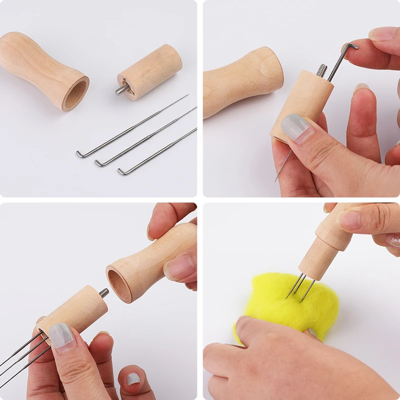 MIUSIE деревянная ручка шерстяное войлочное искусственное валяние игла