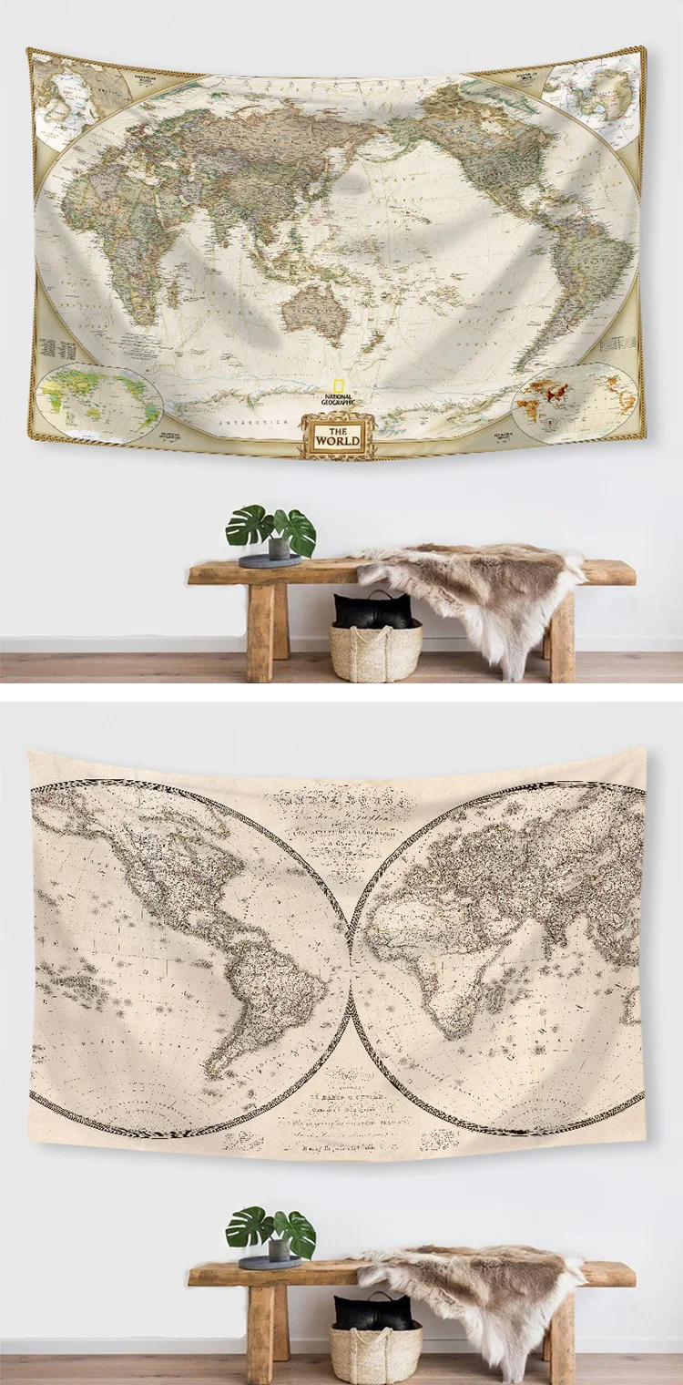 

150*200cm New creative ins style tapestry digital printing world map modeling horizontal wall decoration