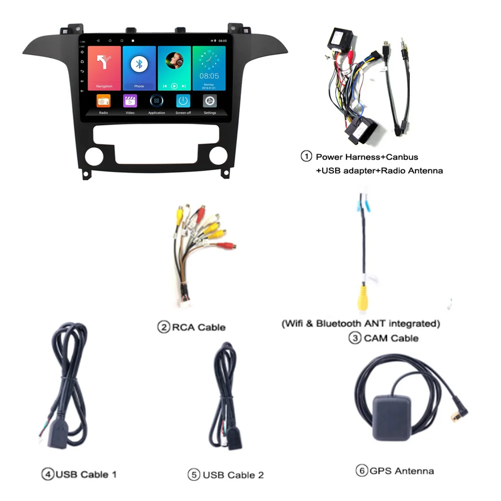 9 дюймов 2 Din Автомобильный мультимедийный плеер Android Wifi GPS навигация для Ford S Max 2007