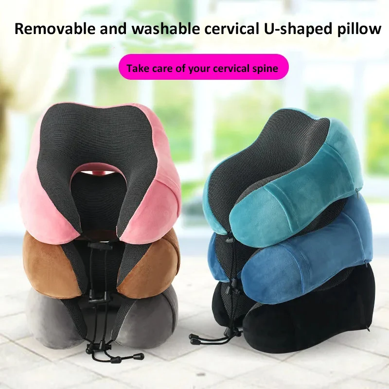 

U Shaped Memory Foam Neck Pillow for Airplane Car Office Nap Portable Travel by Plane Sleeping Cervical Spine Relax Pillow