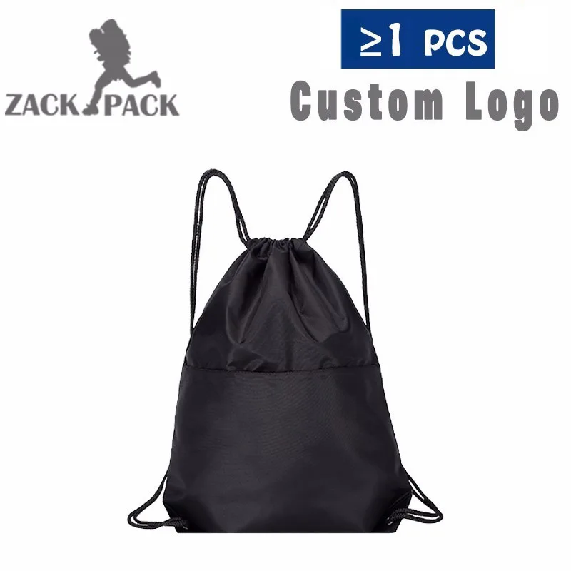 Black without logo 4 шт. сумка на шнурке, тренировочный брезентовый Рюкзак с логотипом на заказ, дешевая сумка, школьная спортивная водонепроницаемая сумка на шнурке для хранения - Цвет: Black without logo
