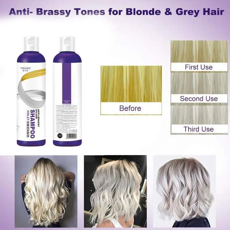 

278Ml Shampoo Hair Dye Yellow Remove Linen Gray Silver Color Lock Shampoo Color Protect for Silver Blonde Bleached Gray