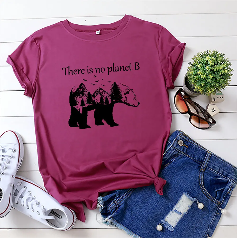 

2021 Summer Tops Plus Size Women's T-shirts 100% Cotton Short Sleeve Women Protect Environment Casual T Shirt Female Tees