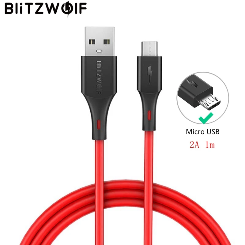 Кабель Micro USB BlitzWolf 2 в 1 А кабель для быстрой зарядки и передачи данных Samsung S7 Xiaomi Redmi