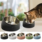 Миска для кошек и собак миска для кошек из нержавеющей стали с наклоном на 15 градусов, защитная Шейная кормушка для щенков, Нескользящая база для кошек, чаши для домашних животных
