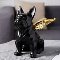 french bulldog statue animals golden wings black dog art sculpture ceramics craft nordic modern home decor ornament