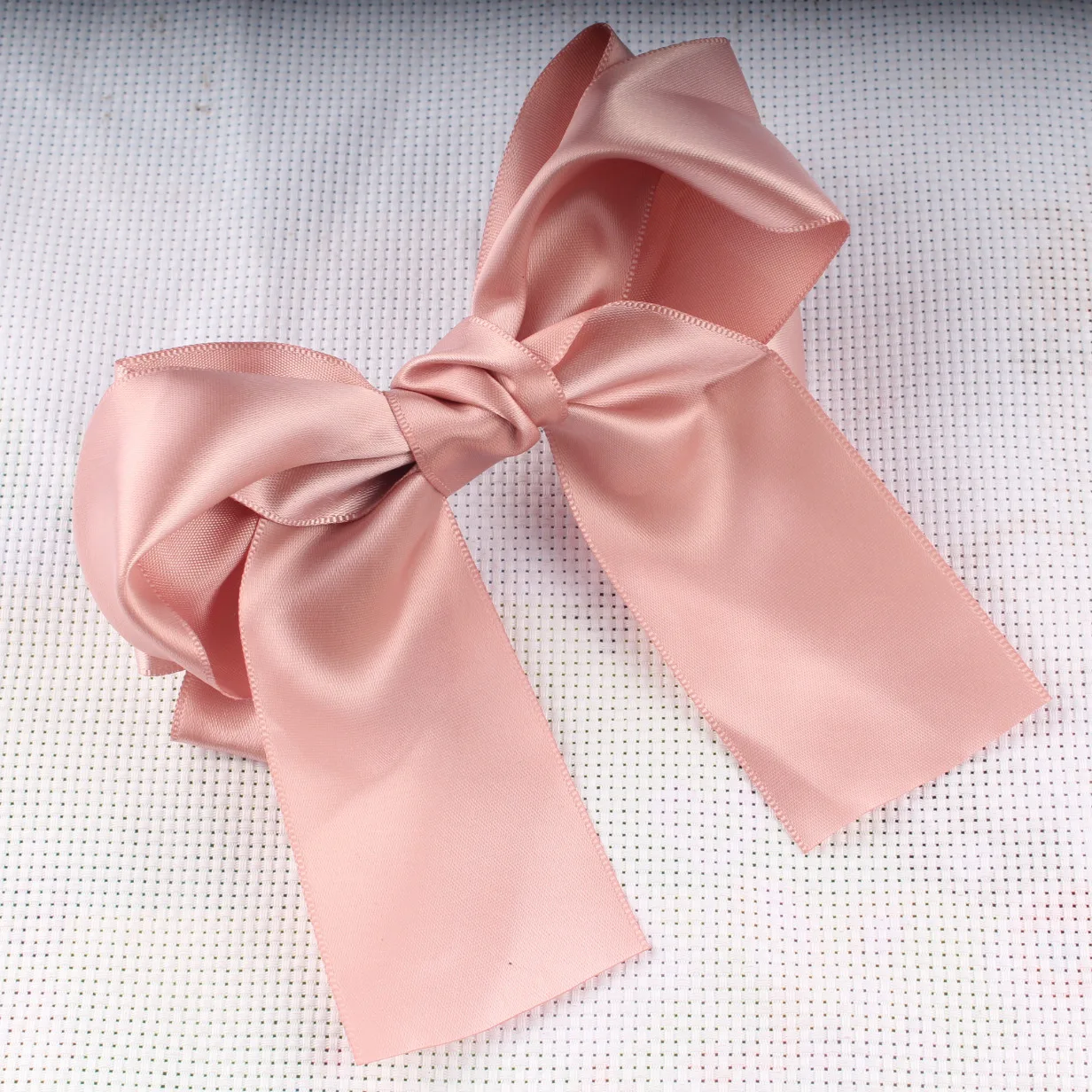 Light Pink 1 шт., модная женская широкая большая атласная лента для волос, трендовые заколки для волос, милые женские ленты с бантом, повседневные заколки для волос для девочек, повязки на голову - Цвет: Light Pink