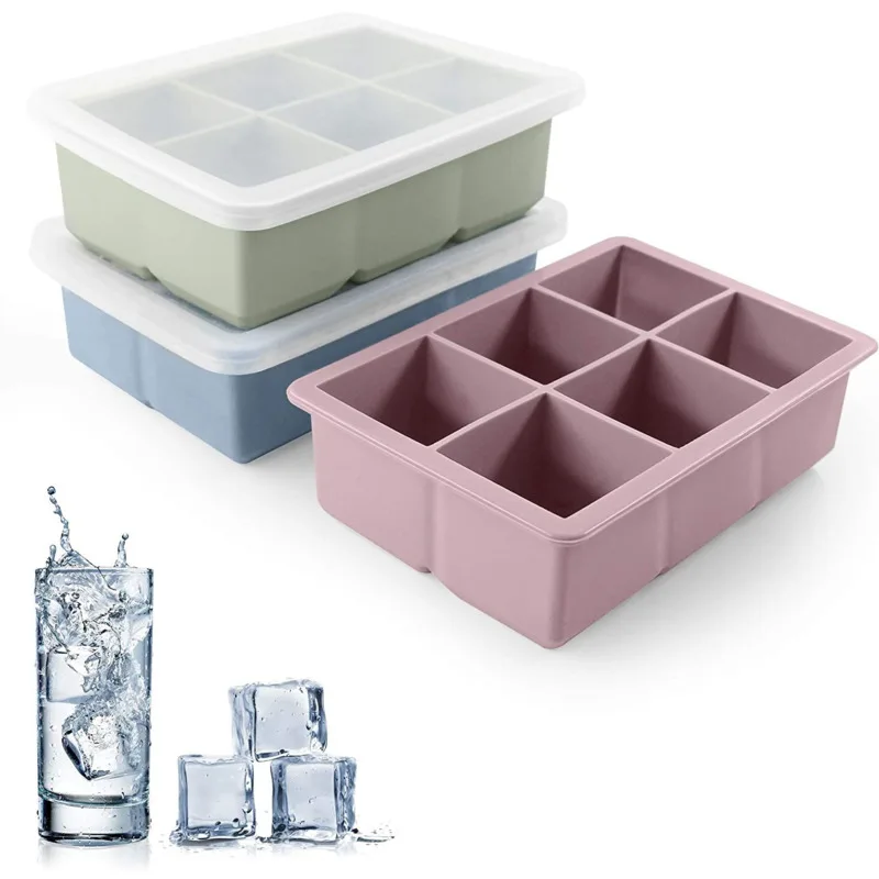 Big Grid Silicone Ice Cube Mold Maker Flexible Tray with Lid Kitchen Gadgets and Accessories | Дом и сад