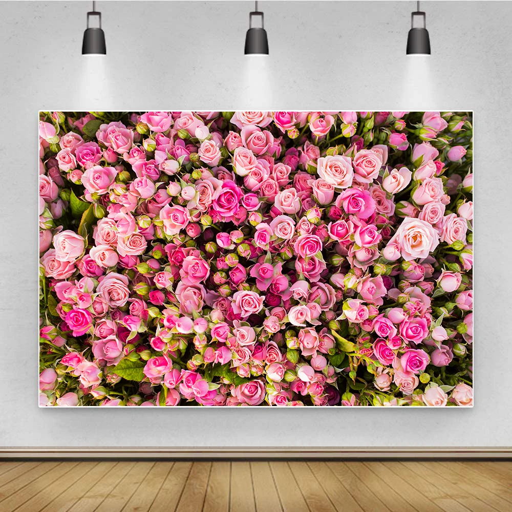 

Pink Rose Backdrop 3D Flower Floral Photography Background Wedding Party Decor Banner Bridal Shower Photo Studio Dessert Table