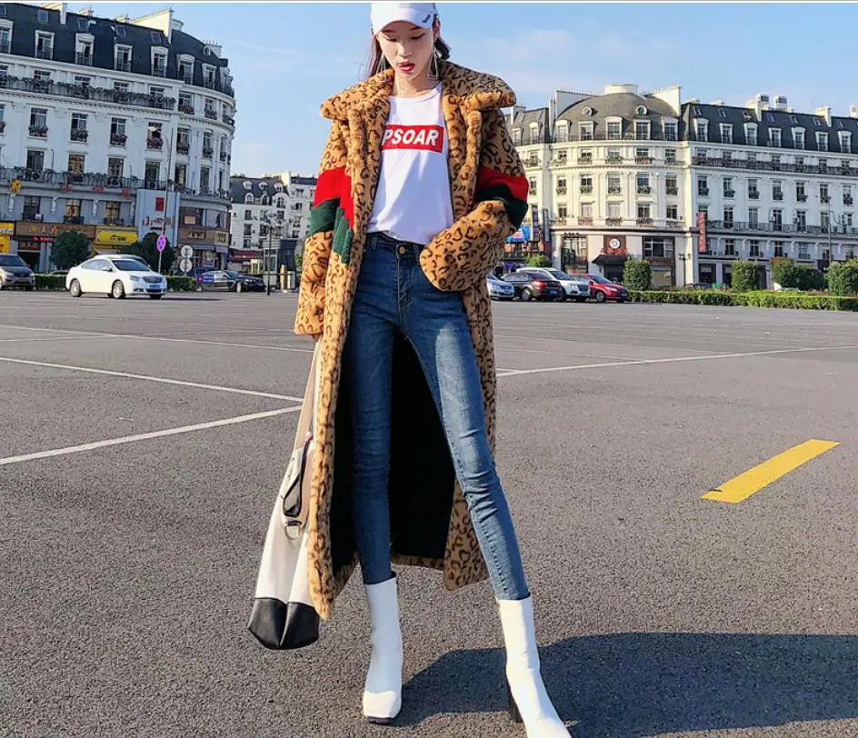 Новинка Женская длинная куртка из искусственного меха на осень и зиму пальто с