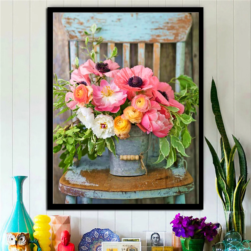 

5D DIY Diamond Painting Mosaic Vase Diamond Embroidery Flowers Sale Full Round Drill Home Decoration