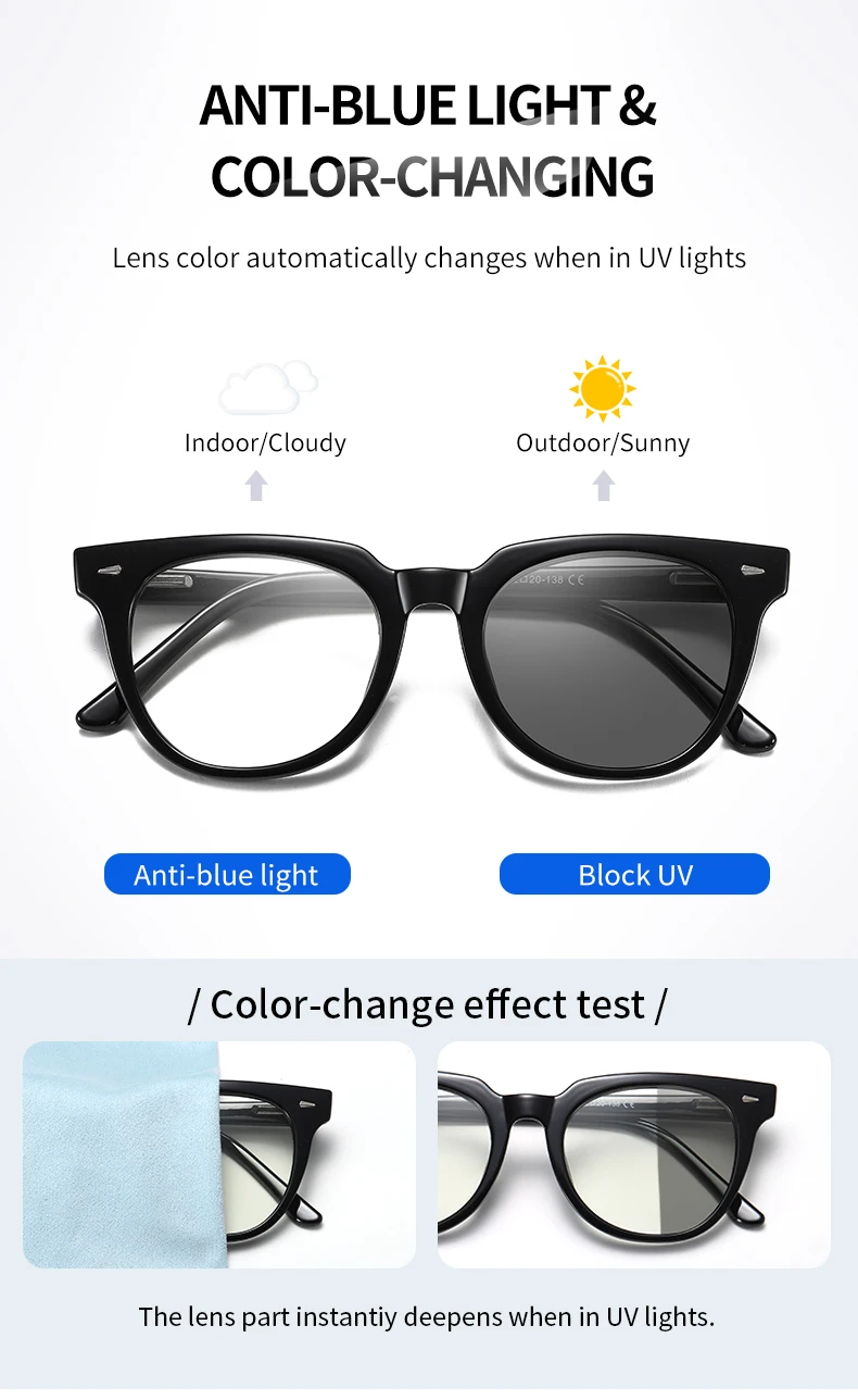 

New Anti Blue Color Changing Glasses Discoloration Glasses optical glasses blue blocking glasses eye protection