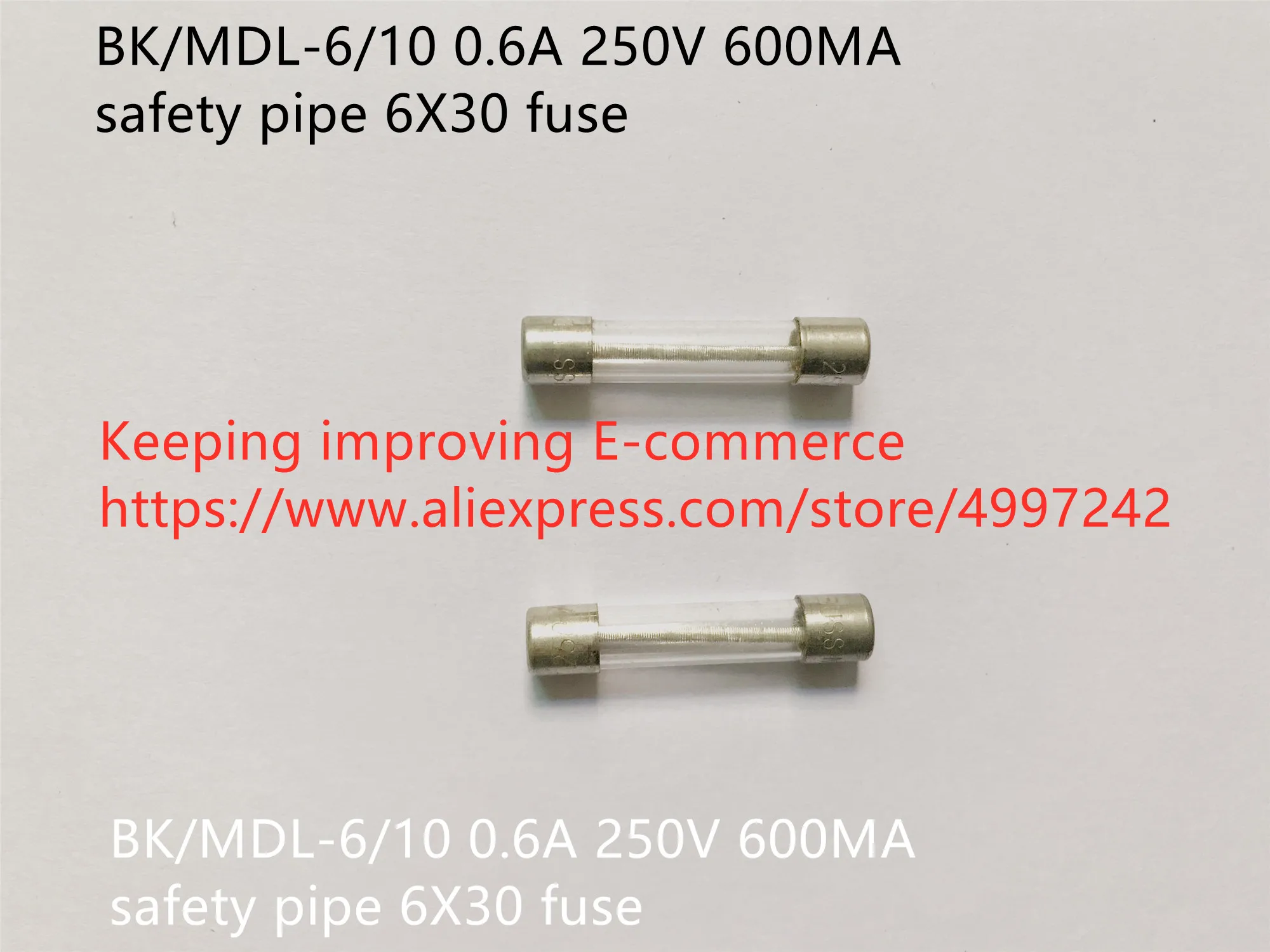 

Original new 100% BK/MDL-6/10 0.6A 250V 600MA safety pipe 6X30 fuse