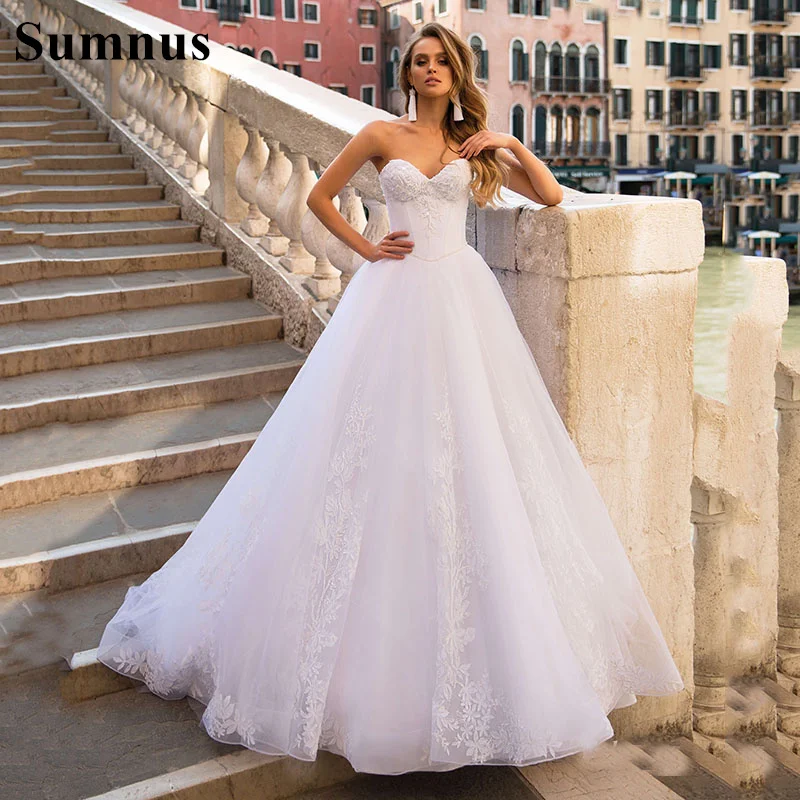 

Роскошное бальное платье Sumnus, свадебное платье с накидкой и кружевной аппликацией, свадебные платья в африканском стиле, современное сваде...