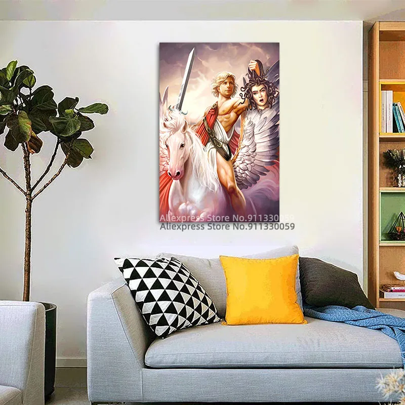Греческая мифология Мифаликс Персей и Пегас плакат холст картина печать