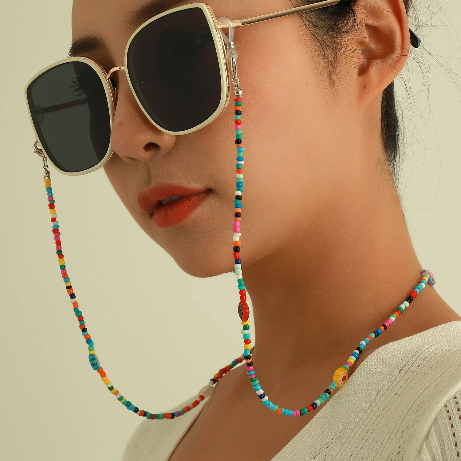 

Boho простой ремешок для очков разноцветные бусы зрелище ремень цепочка для солнцезащитных очков аксессуары