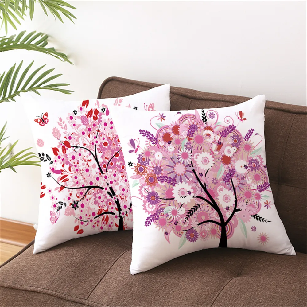 

Custom Pink Tree Pillowcases Decorative Sofa Room Bed Pillow Cover Home Car Cute Cushion Case 45*45cm(One Side) TPR034