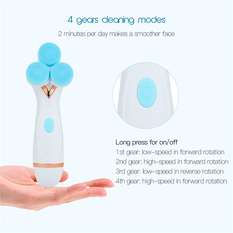 

Sonic Silicone Face Brush Waterproof Design Skin Cleanser Spin Brush Set Tool For Remove Acne Portable Deep Facial Cleansing