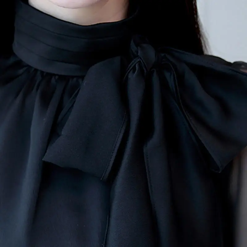 

Fashion Chiffon Blouse Women Elegant Black Long Sleeve Lace Shirt Blusas Casual Plus Size White Office Ladies Tops S-3XL Q3556