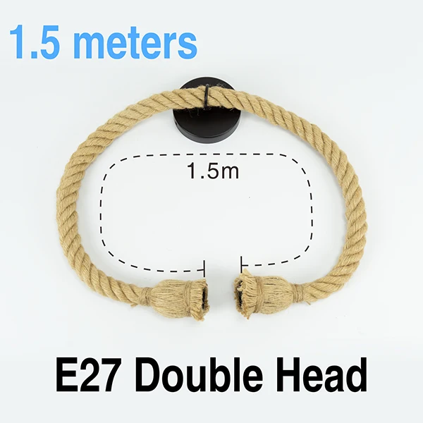 1.5M Double Rope Винтажный подвесной светильник Эдисона с пеньковой веревкой, держатель E27 1 м 1,5 м 2 м 3M, креативный подвесной светильник, промышленный светильник, базовый Декор - Цвет: 1.5M Double Rope