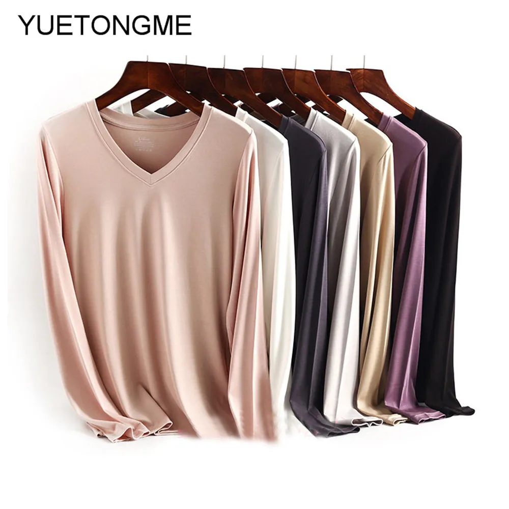 Рубашка женская 2020 Женская Однотонная футболка из модала Повседневный Топ с