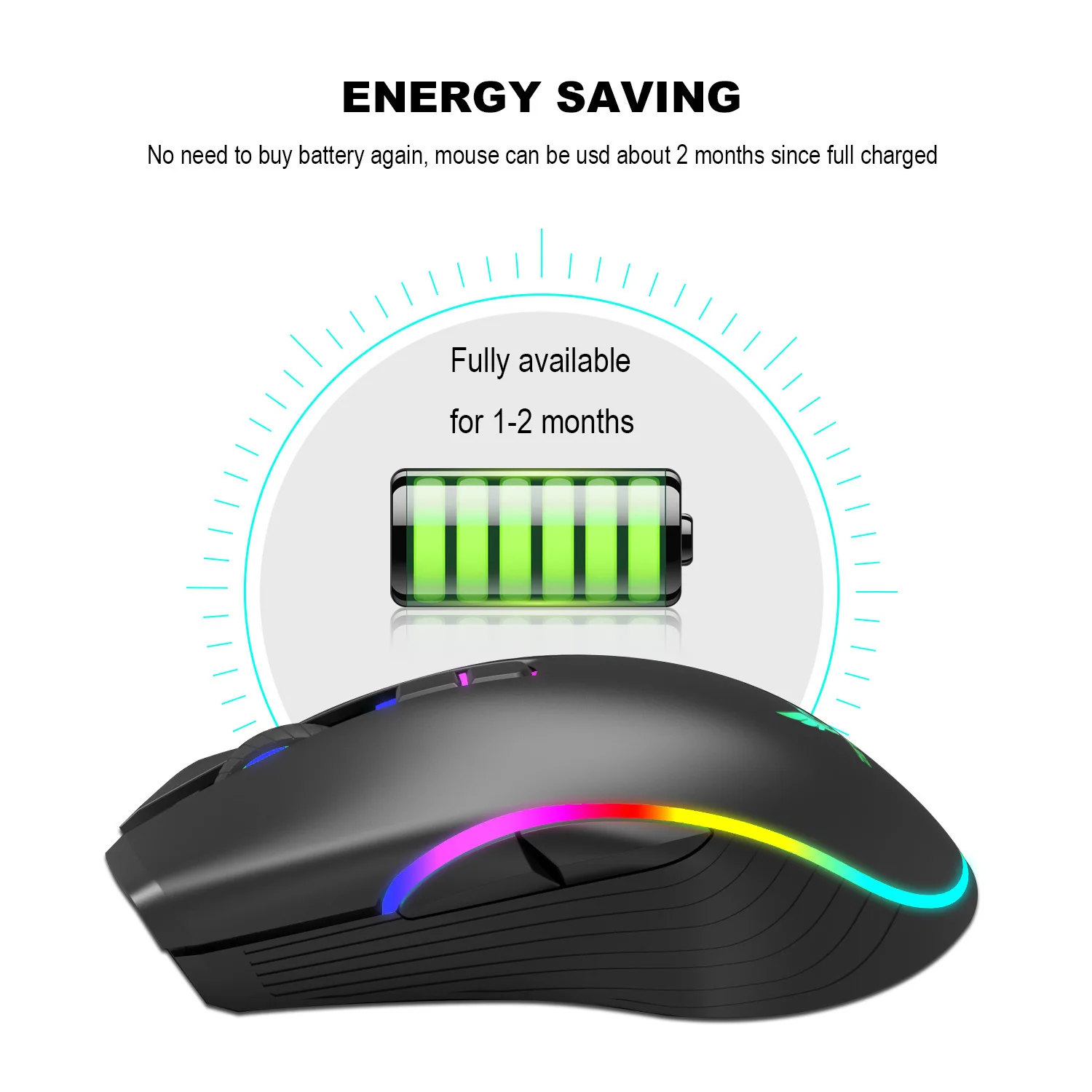 Беспроводная игровая мышь 2 4 ГГц 2400DPI регулируемая RGB геймерская перезаряжаемая
