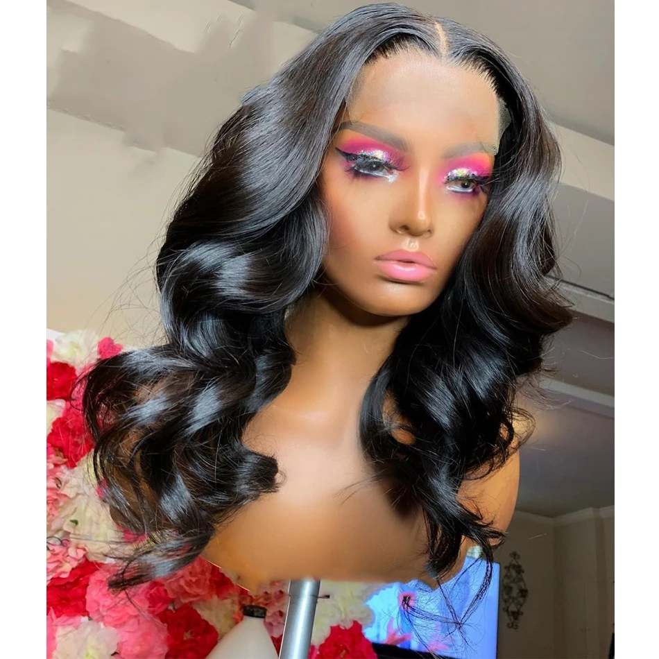 

Long Natural Black Human Hair Wigs With Baby Hair Body Wave Brazilian Wig For Black Women Daily French Lace Wig Pre Plucked