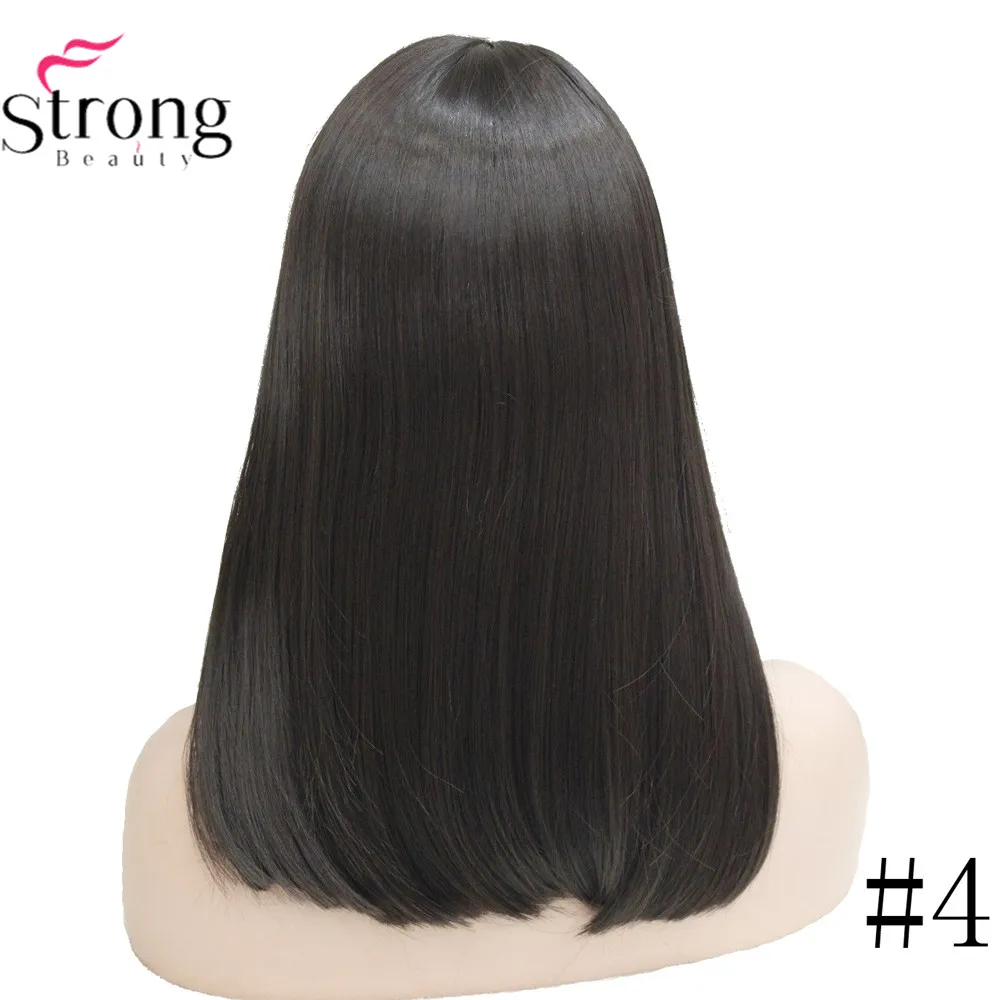 StrongBeauty Женские синтетические парики волосы черный/Блонд длинные прямые аккуратная челка стиль Natura парик волосы