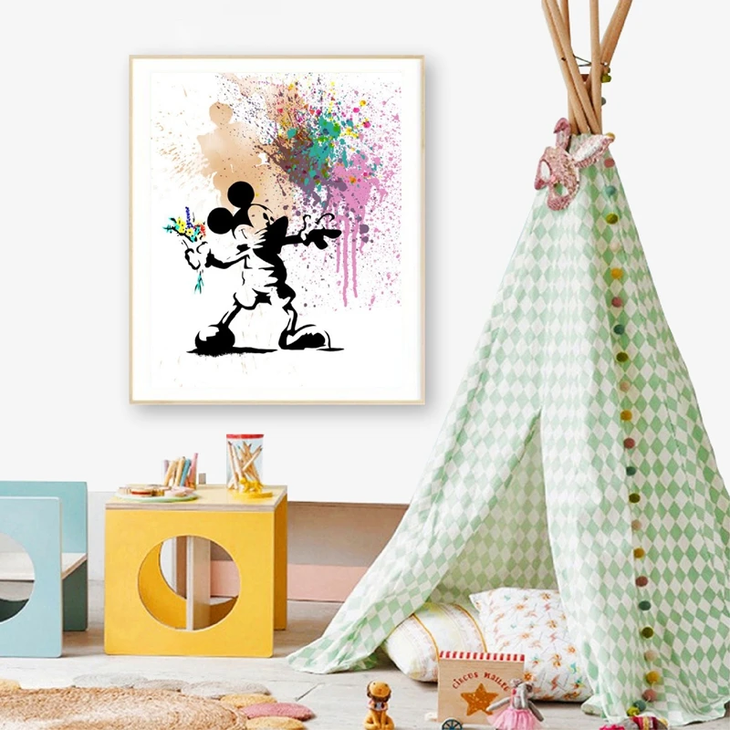 Steet Art Canvas Painting Graffiti Picture Prints Mouse Oil Modern Wall Living Room Home Decor | Дом и сад