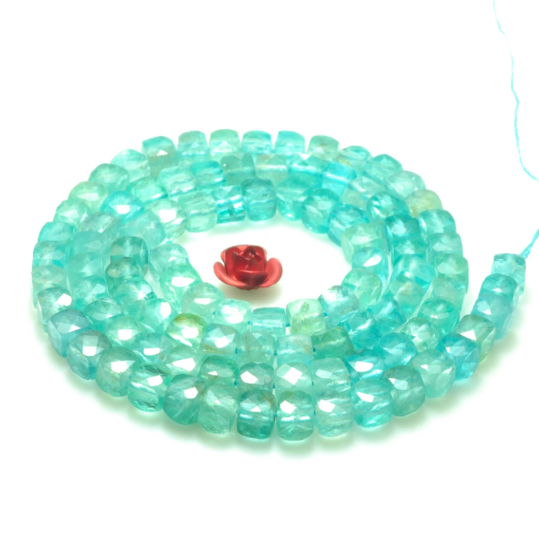 Апатитные бусины из 4 мм натуральных драгоценных камней квадратные граненые для