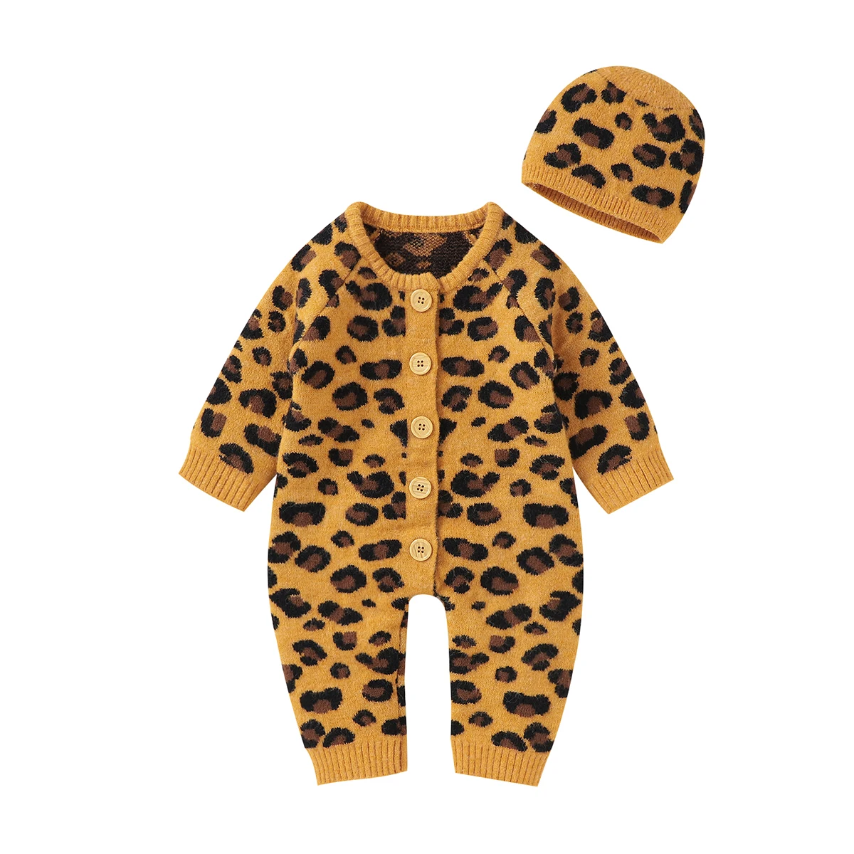 

Детский трикотажный костюм с леопардовым принтом, на возраст 0-18 месяцев