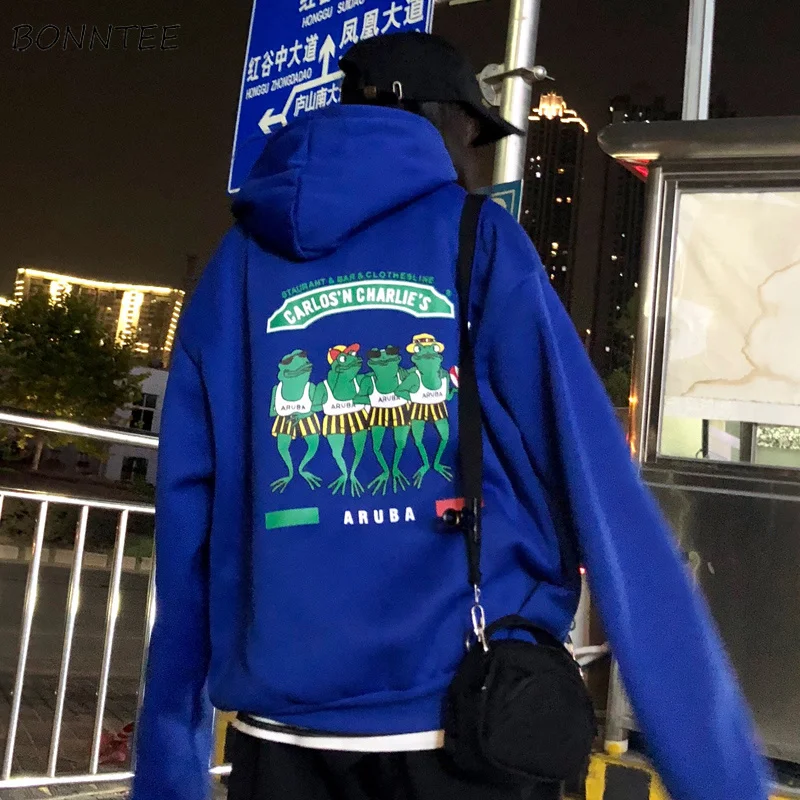 

Hoodies Women Thicker Warm Funny Cartoon Print Trendy Pocket Korean Loose Simple All-match Ladies Sweatshirt Casual Womens Soft