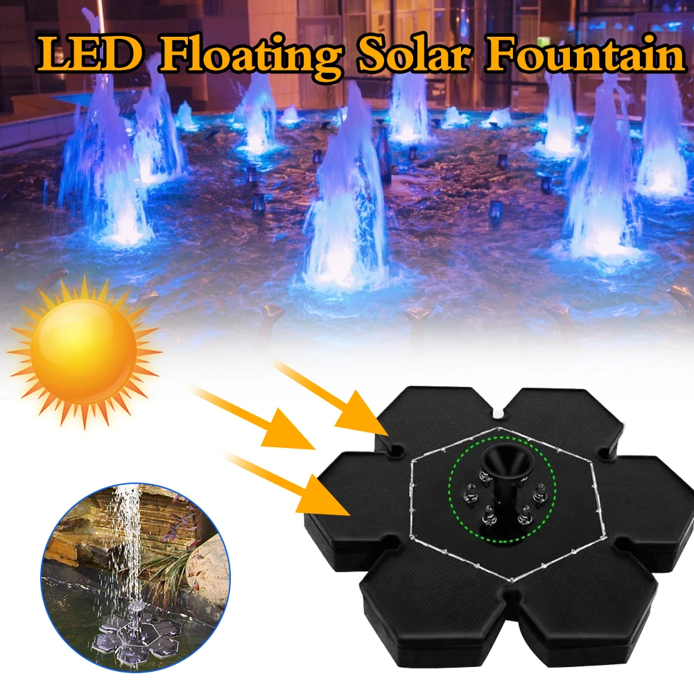 

Solar Fountain Bird Bath Led Night Light Effect 2.4w Solar Water Pump With 4 Nozzles Battery Backup For Pond Garden Decoration