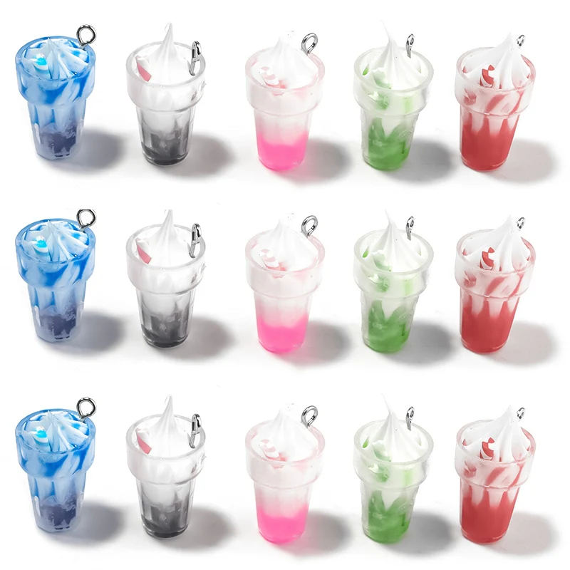 

10pcs Acrylic Mixed Color Ice Cream Pendant Accessories For Needlework Jewelry Making Necklace Bracelet Earrings DIY Wholesale