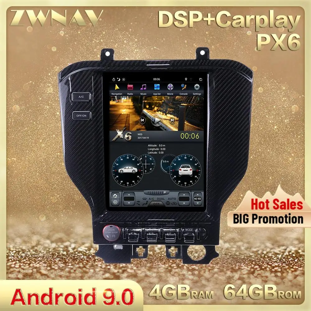 

Автомобильный мультимедийный плеер PX6 Carplay на Android с экраном Тесла для Ford Mustang 2015, 2016, 2017, GPS, радио приемник, стерео, аудио, головное устройство