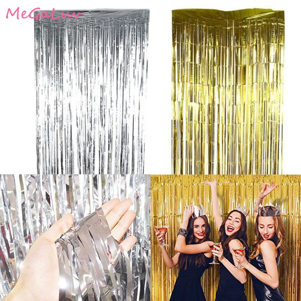 Фон для девичвечерние с кисточками занавеска зеркальная фольгированная