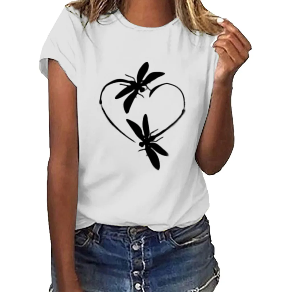 Женская блузка с принтом Повседневная Свободная рубашка коротким рукавом и