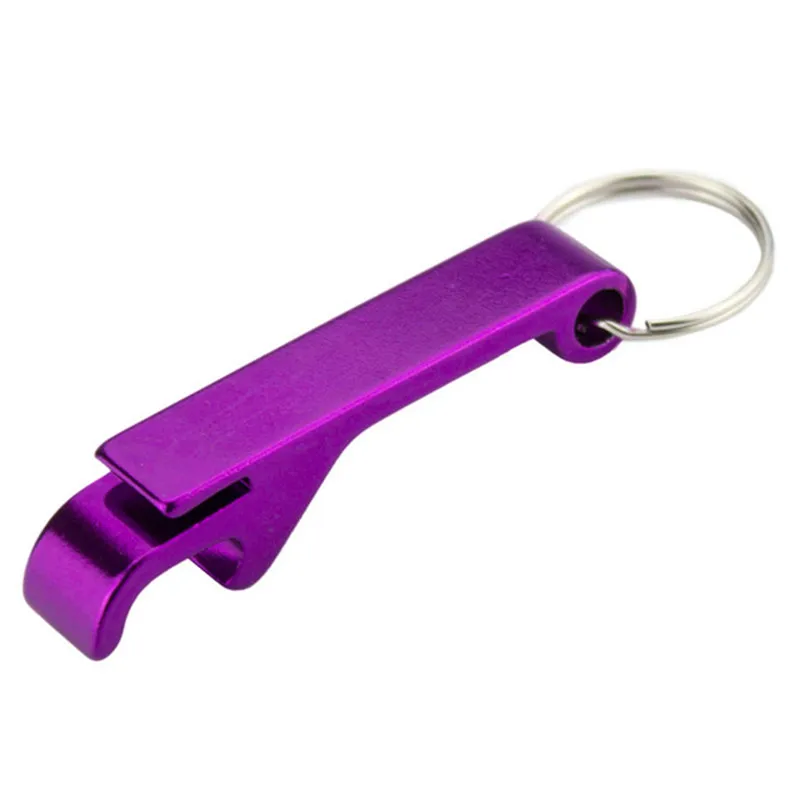purple Красочный 4 в 1 открывалка для бутылок брелок для ключей Мини открывалка для пивных бутылок алюминиевый сплав кухонный брелок металлический пивной бар инструмент - Цвет: purple