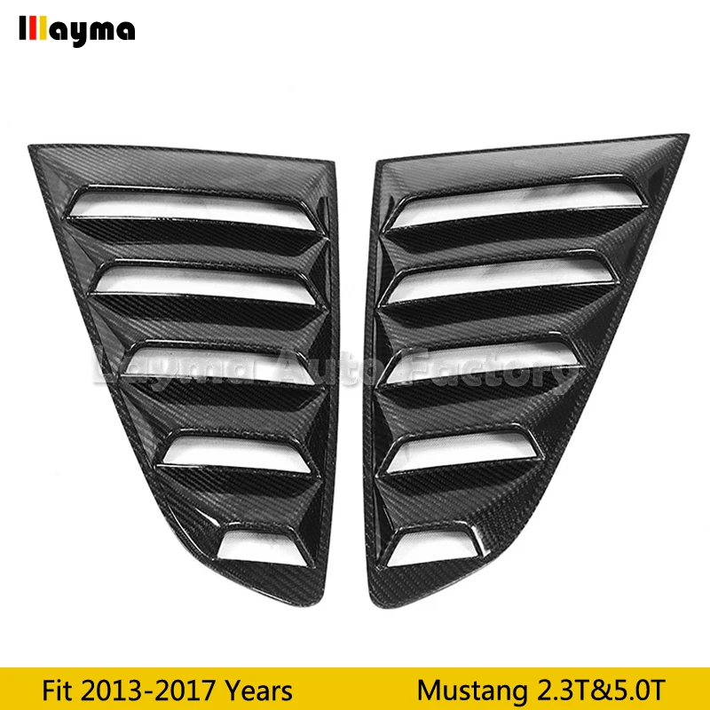 Carbon fiber rear window For Ford Mustang Coupe 2.3 5.0 2015 2016 2017 year car side spoiler blind 2Pcs | Автомобили и мотоциклы