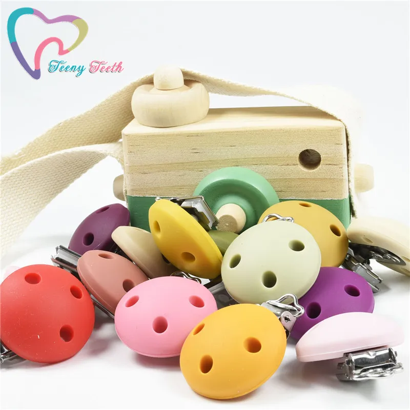 Clips redondos de silicona para chupete, cadena de dentici&oacute;n segura para chupete de beb&eacute;, accesorios de bricolaje, soporte antica&iacute;da, 5 uds., nuevos colores-4