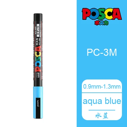 Aqua blue 2 шт./партия Mitsubishi Uni Posca PC-3M Краска Маркер-тонкий наконечник-0,9 mm-1.3 мм 24 цвета выбор Искусство Маркер - Цвет: Aqua blue