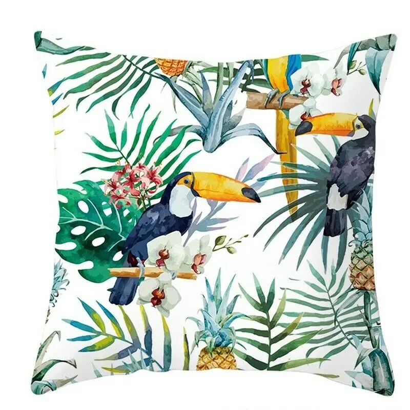 Наволочки с тропическими растениями и зелеными листьями наволочка цветами