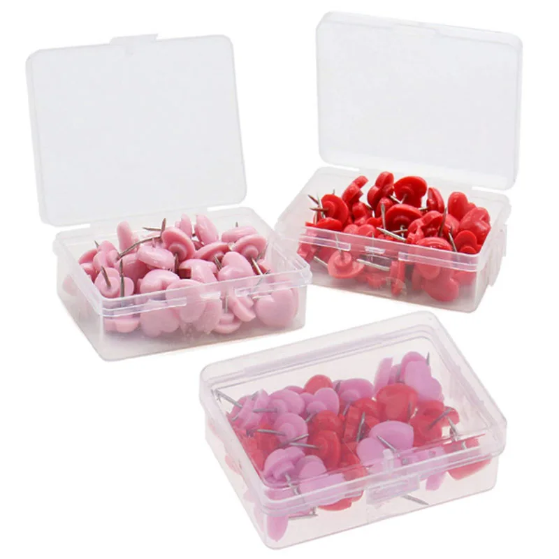 

50pcs Love Pushpin Heart Shaped Pushpin Creative Fresh Round Head Nails Photo Wall Nail Photo Frame Wall Hook Home Improvement