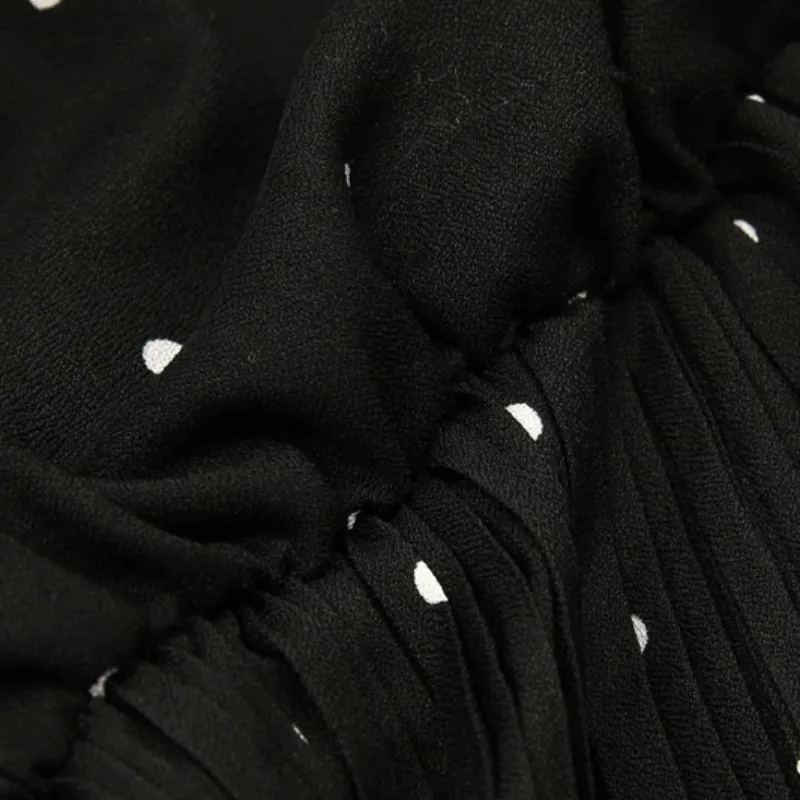 

2020 New Spring O-Neck Long Sleeve Solid Black Chiffon Dot Loose Big Size Dress Women Fashion Preppy Style Bow Maxi Dresses Lady