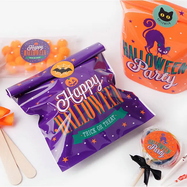 На Хэллоуин с надписью Trick or Treat детей шоколадные конфеты упаковывая наклейка