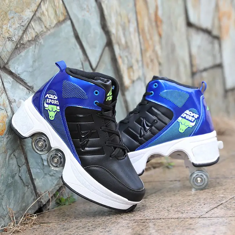 

Туфли-ролики для паркура, деформация, четырехколесные беговые кроссовки, роликовые коньки для мужчин и женщин, Liangjiao